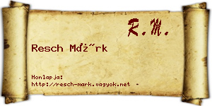 Resch Márk névjegykártya